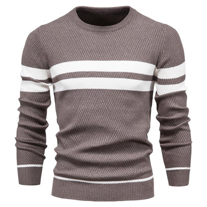 Men's Striped Round Neck Knitted Sweater