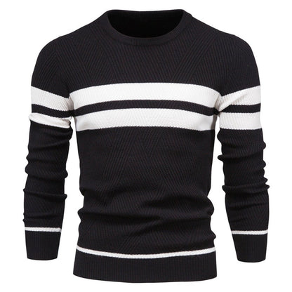 Men's Striped Round Neck Knitted Sweater