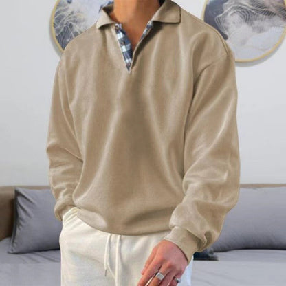 Herren Sweatshirt Lockere Passform Mit Kragen - IdealeKleiden