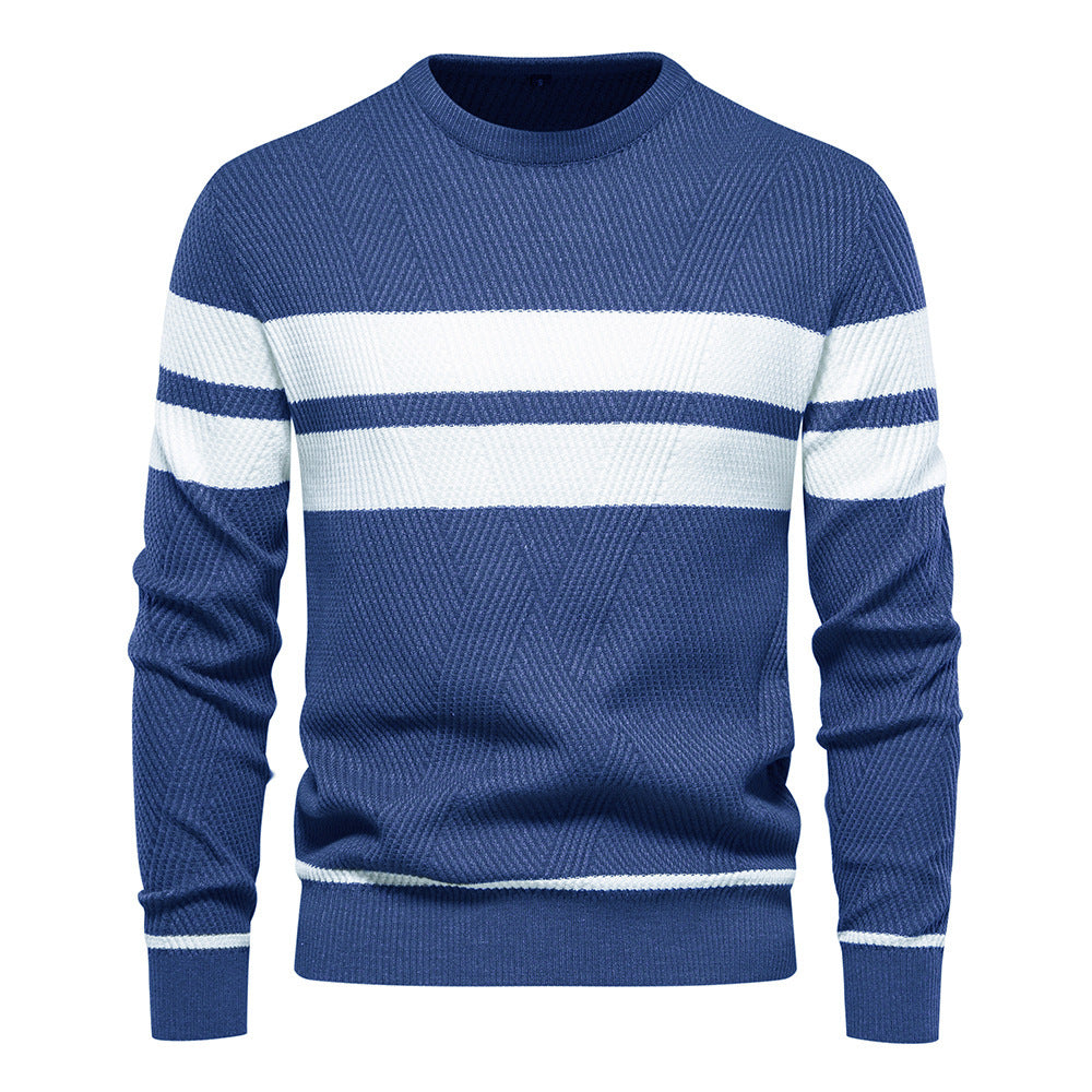 Men's Striped Crew Neck Knit Sweater Modern