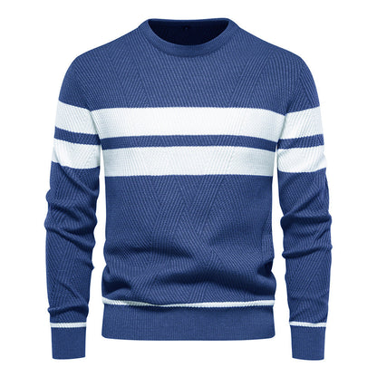 Men's Striped Crew Neck Knit Sweater Modern