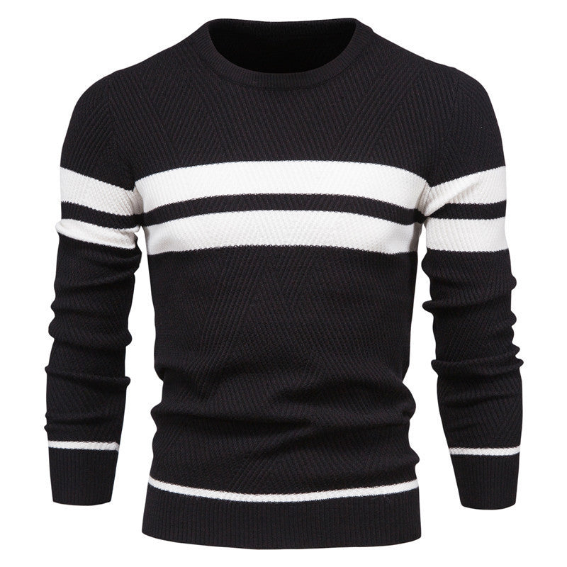 Men's Striped Crew Neck Knit Sweater Modern