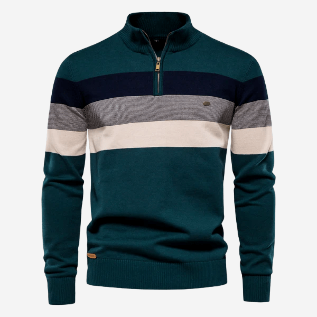Men's Pullover Striped Stylish Quarter-Zip