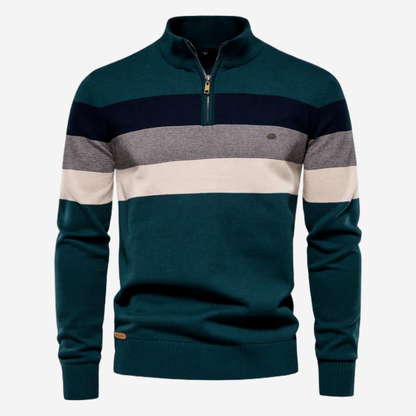 Men's Pullover Striped Stylish Quarter-Zip