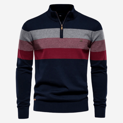 Men's Pullover Striped Stylish Quarter-Zip