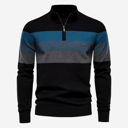 Men's Pullover Striped Stylish Quarter-Zip