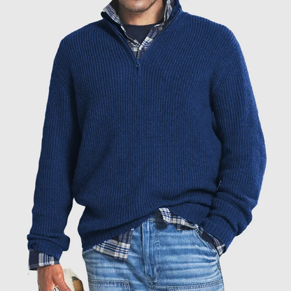 Herren Strickpullover Mit Viertelreißverschluss - IdealeKleiden