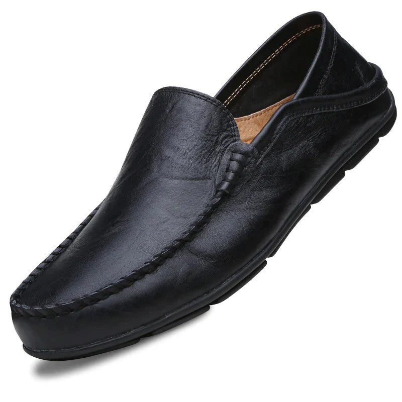 Comfortable Men's Leather Slippers Black