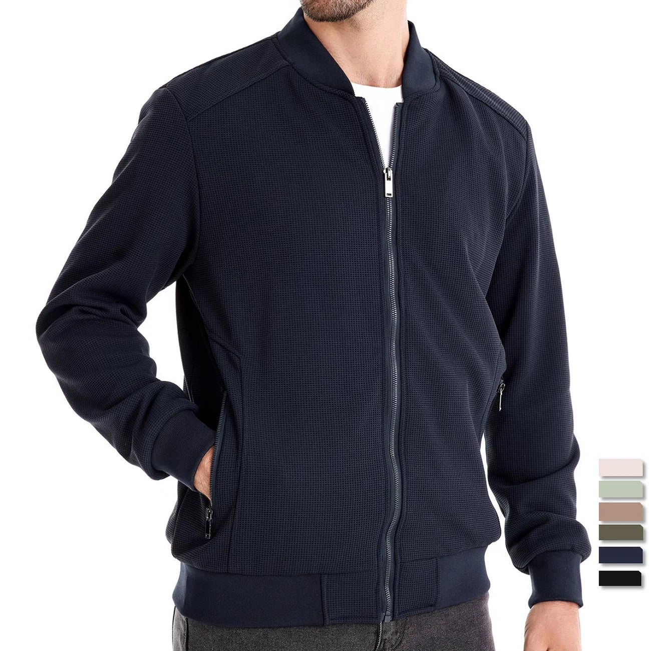 Men's Bomber Jacket Zipper Pockets Sporty