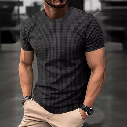 Men's Short Sleeve T-Shirt Waffle Look Crew Neck