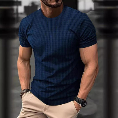 Men's Short Sleeve T-Shirt Waffle Look Crew Neck