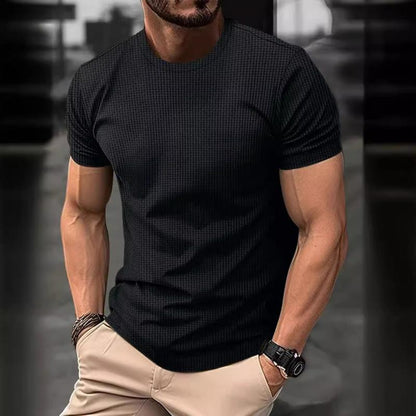 Men's Short Sleeve T-Shirt Waffle Look Crew Neck