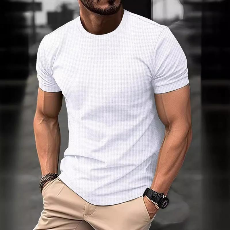 Men's Short Sleeve T-Shirt Waffle Look Crew Neck
