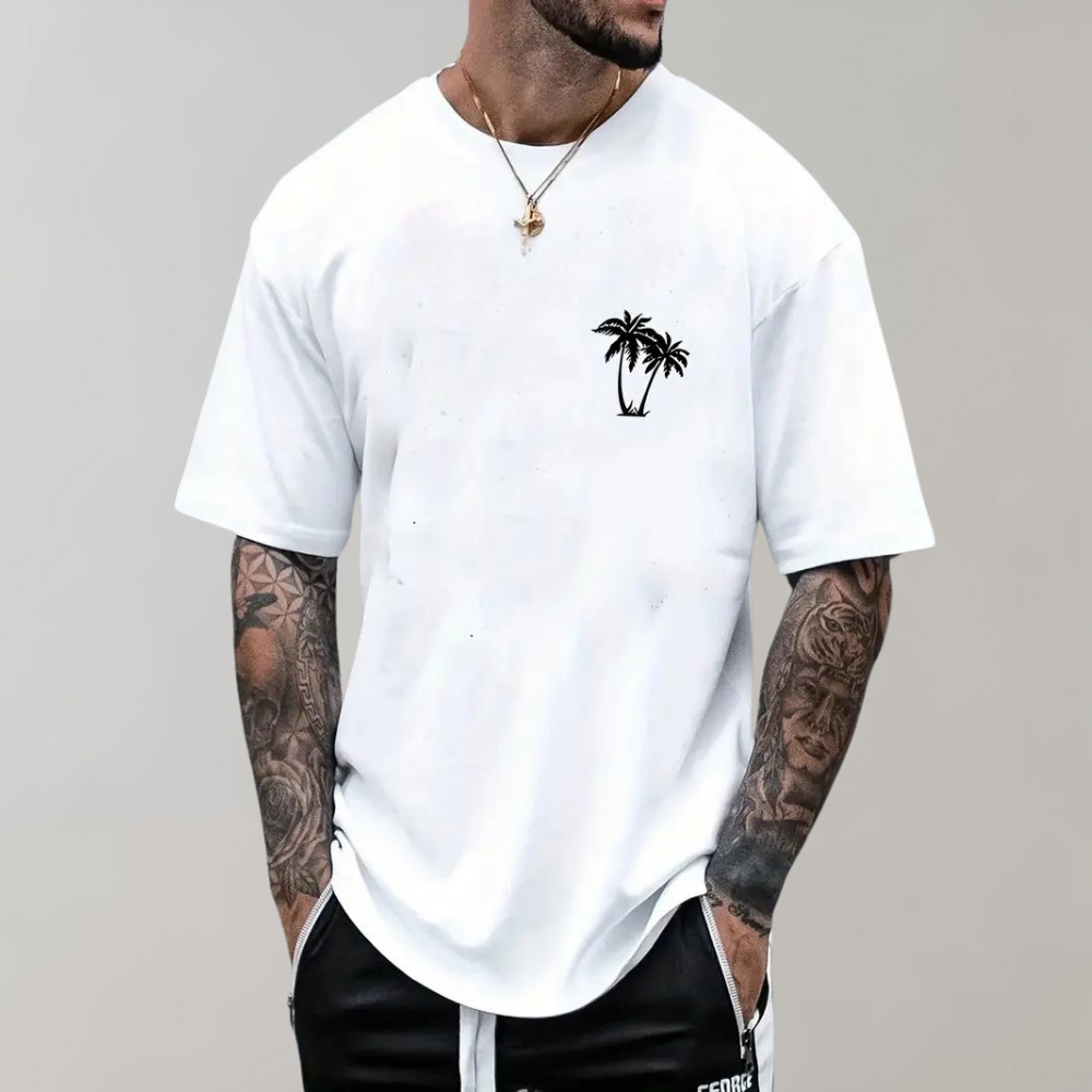Sommer T-Shirt Herren Palme Kurzarm - IdealeKleiden