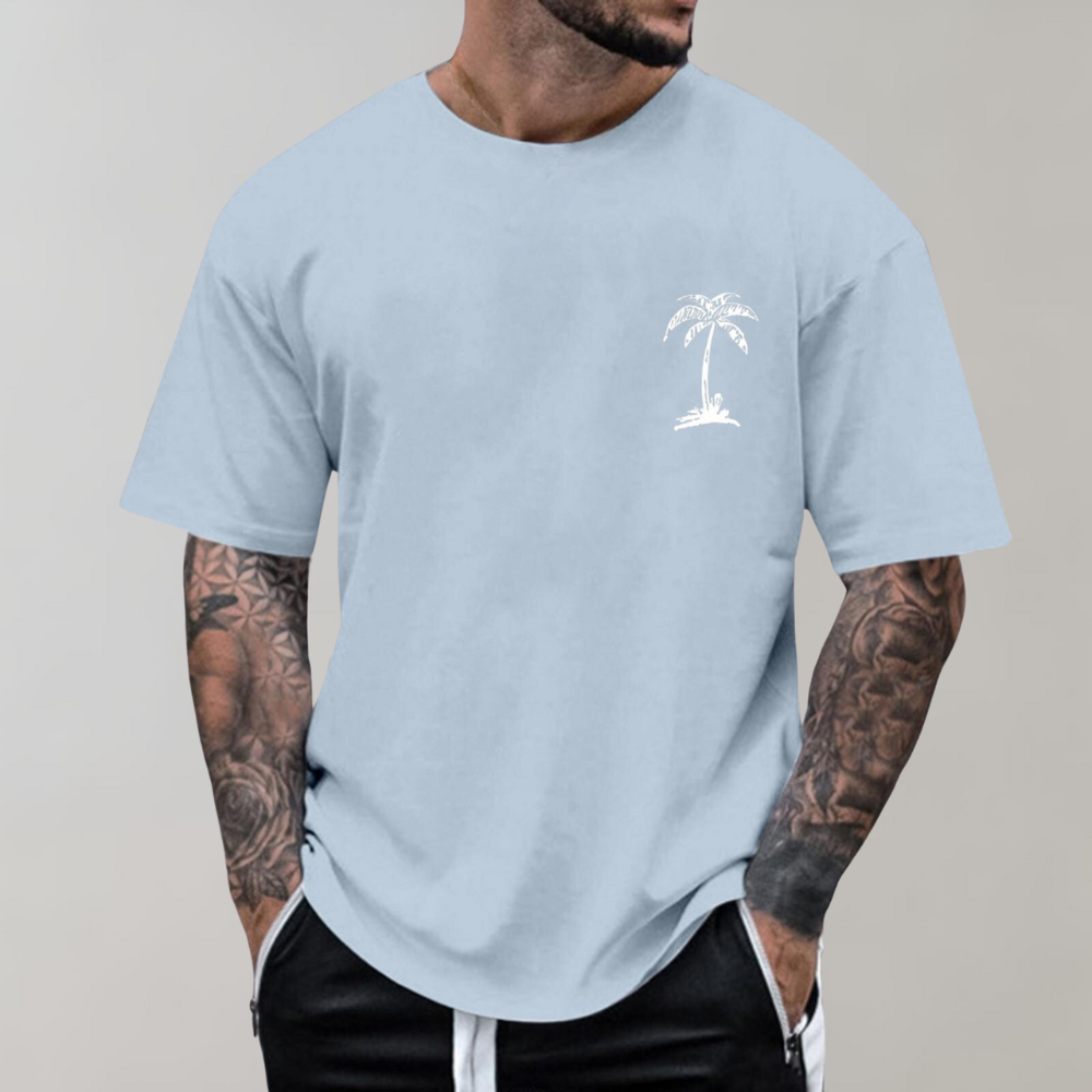 Men's T-Shirt Palm Print Loose Design