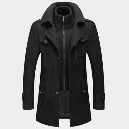 Men's Wool Coat Winter Jacket Single Breasted Zip