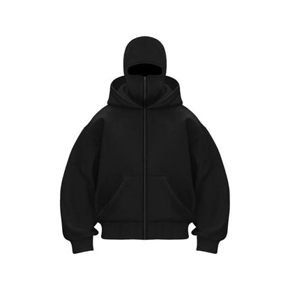 Warme Winterjacke mit Gesichtsmaske und Kapuze - IdealeKleiden