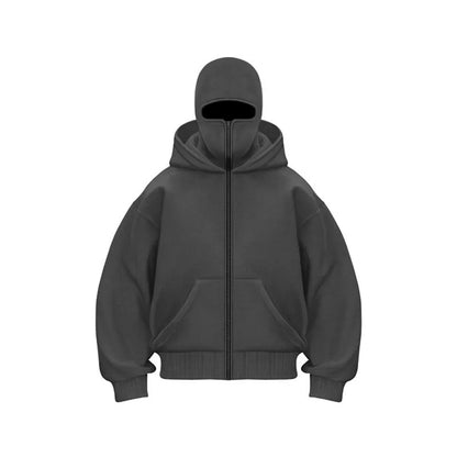 Warme Winterjacke mit Gesichtsmaske und Kapuze