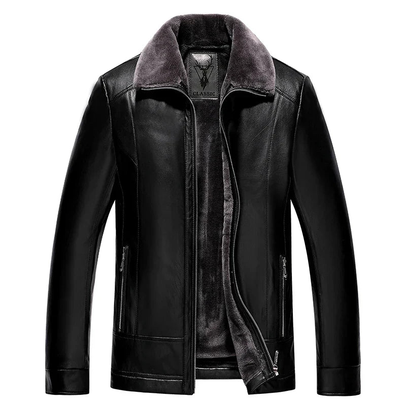 Lederjacke Warm Fleece-Futter Dickes Fell