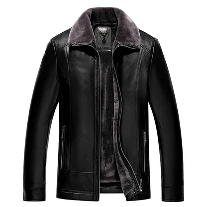 Lederjacke Warm Fleece-Futter Dickes Fell