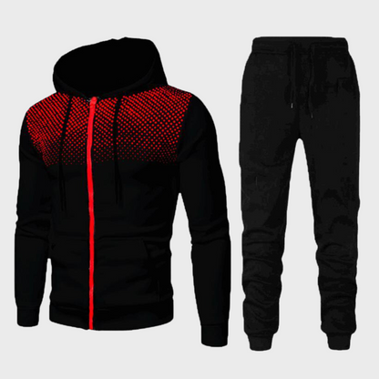 Sporty Tracksuit Set with Hood and Zipper