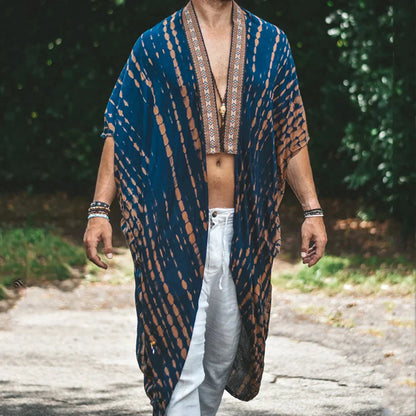 Men's Long Open Front Summer Boho Style Shirt