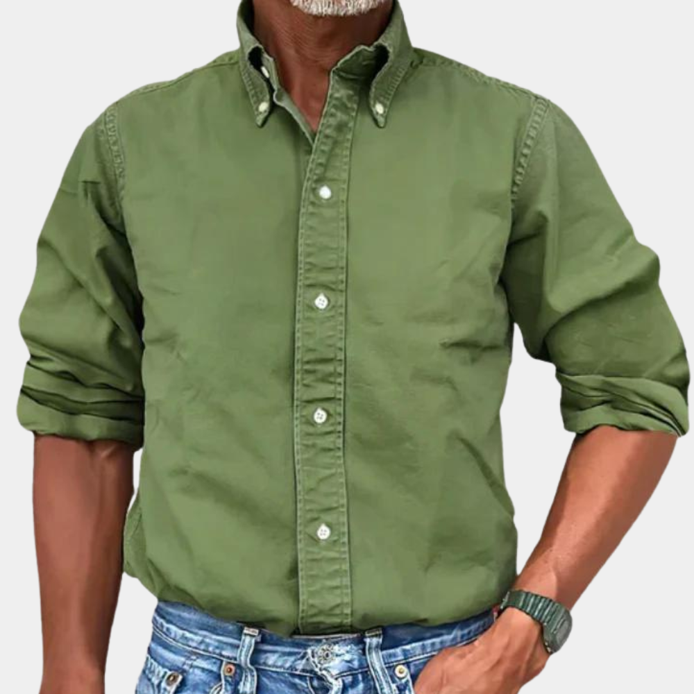 Men's Long Sleeve Lapel Button-Down Casual Shirt