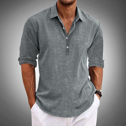Men's Long-Sleeve Polo Shirt Casual Style