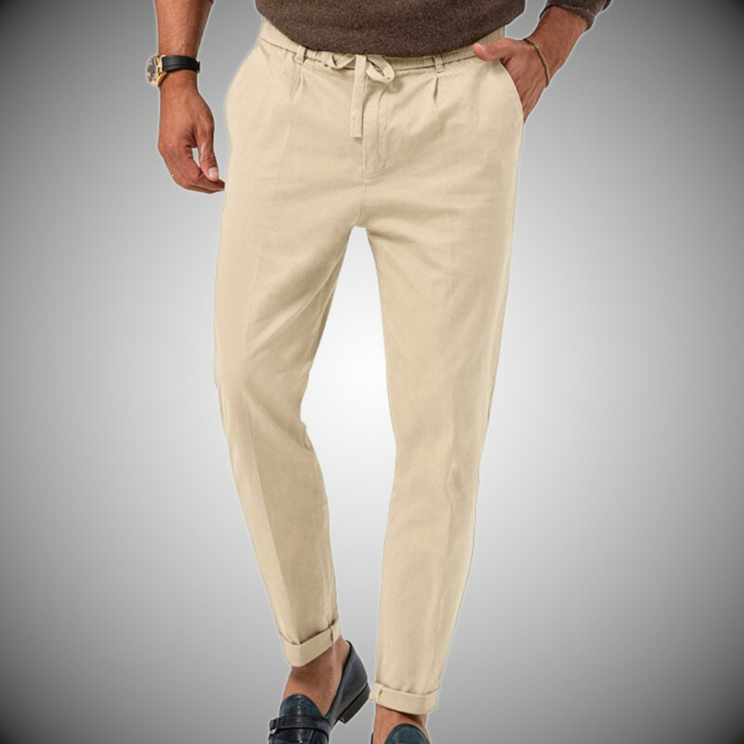 Men's Linen Trousers Comfortable Elastic Lightweight