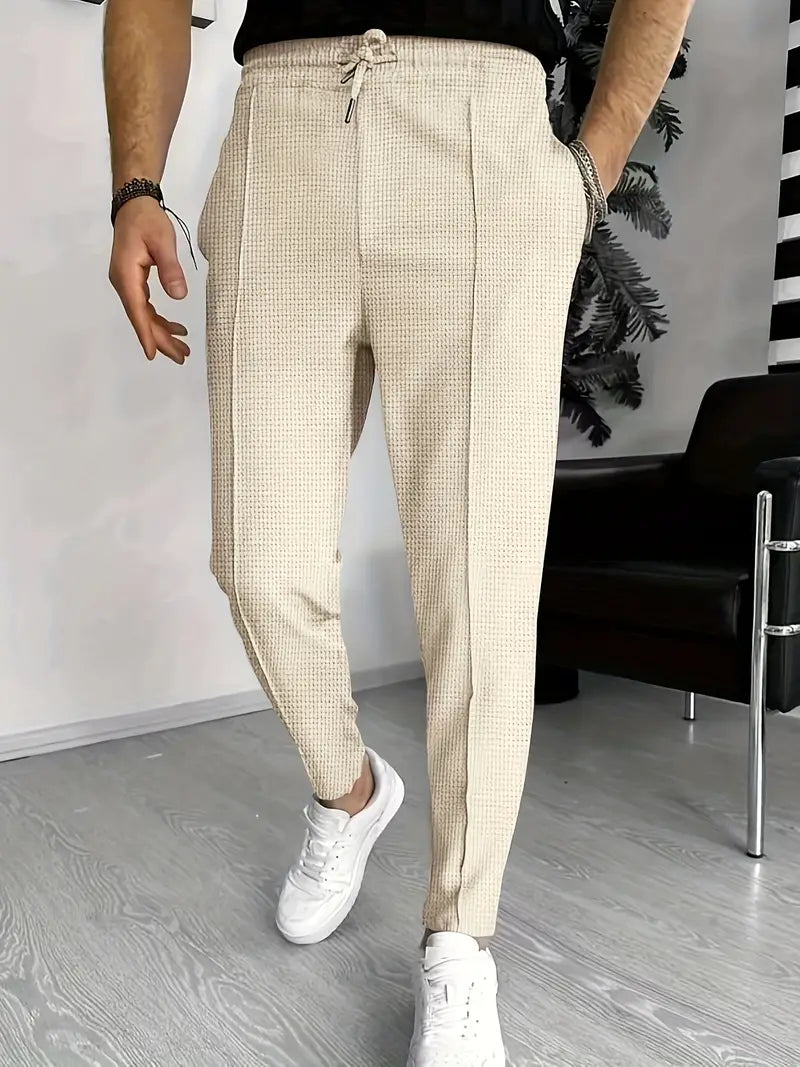 Men's Jogger Pants Elastic Slim Fit Waffle Knit