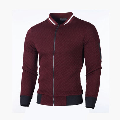 Men's long-sleeve waffle-pattern zip-up sweatshirt → Men's long-sleeve waffle-design zip-up jacket