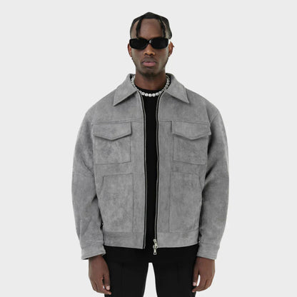 Men's Cargo Jacket Zipper Pockets Autumn