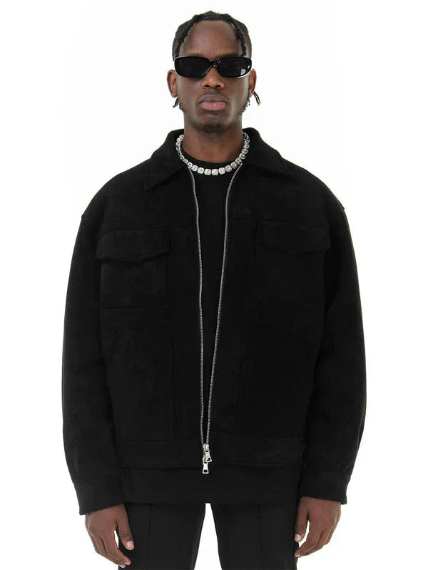 Men's Cargo Jacket Zipper Pockets Autumn