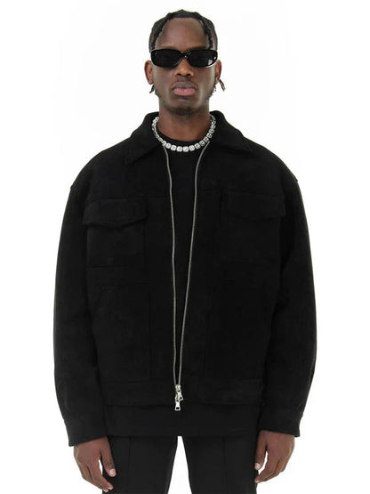Men's Cargo Jacket Zipper Pockets Autumn