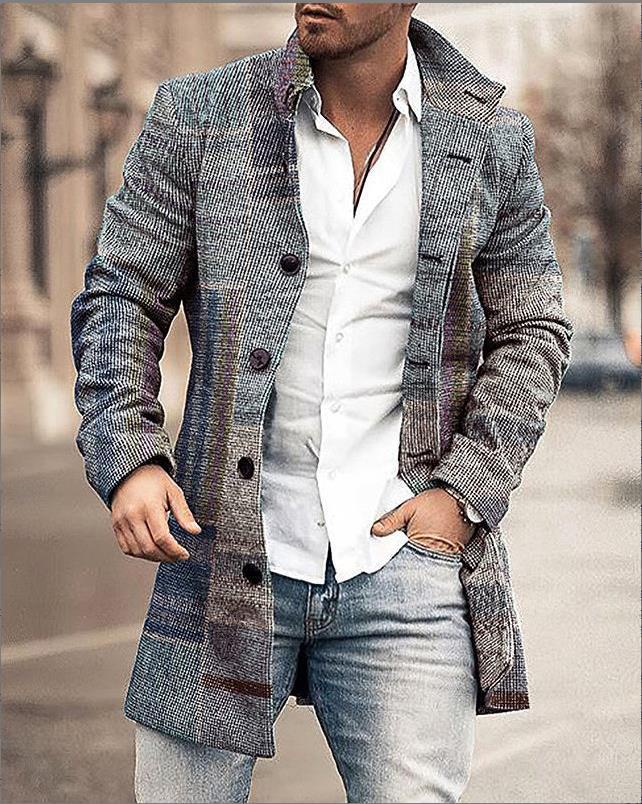 Men's Single-Breasted Windproof Winter Coat