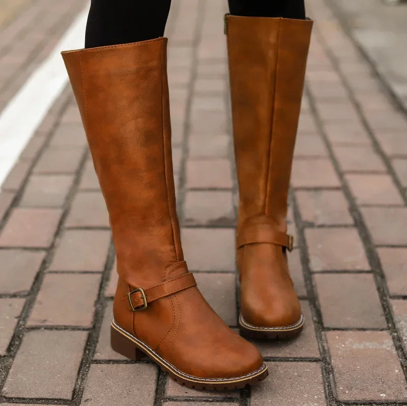 Modische Bikerstiefel Damen - Edles Design Mit Dicken Absatz - IdealeKleiden