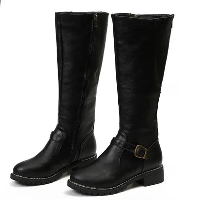 Stylish Women's Biker Boots - Elegant Design With Chunky Heel