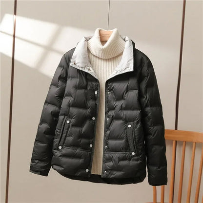 Stylish Quilted Jacket Women Collar