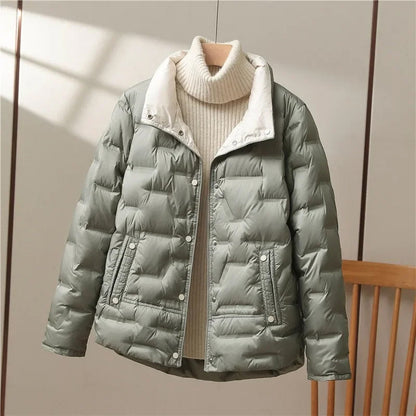 Stylish Quilted Jacket Women Collar