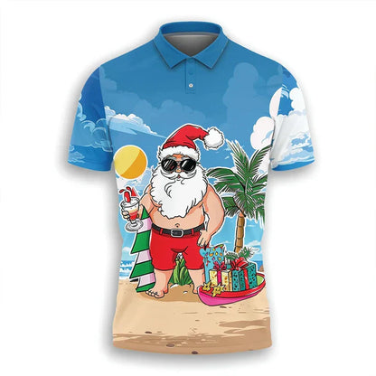 Weihnachts Polo Shirt Herren - Stylisches Polohemd Festlich Rot