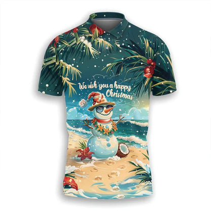 Weihnachts Polo Shirt Herren - Stylisches Polohemd Festlich Rot - IdealeKleiden