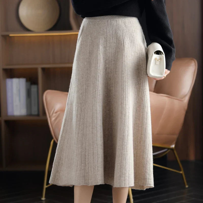 Stylischer Wollrock Damen Faltenrock Eleganz