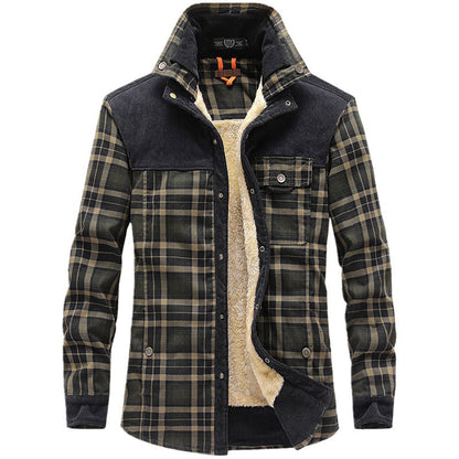 Men's Winter Jacket Plaid Fleece Coat Lumberjack Style
