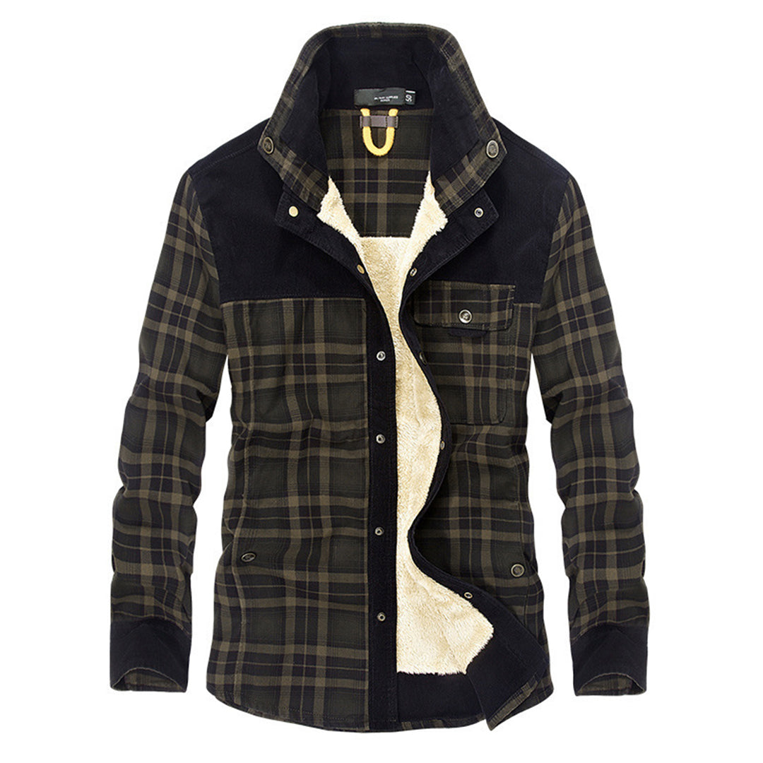 Men's Winter Jacket Plaid Fleece Coat Lumberjack Style