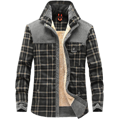 Men's Winter Jacket Plaid Fleece Coat Lumberjack Style