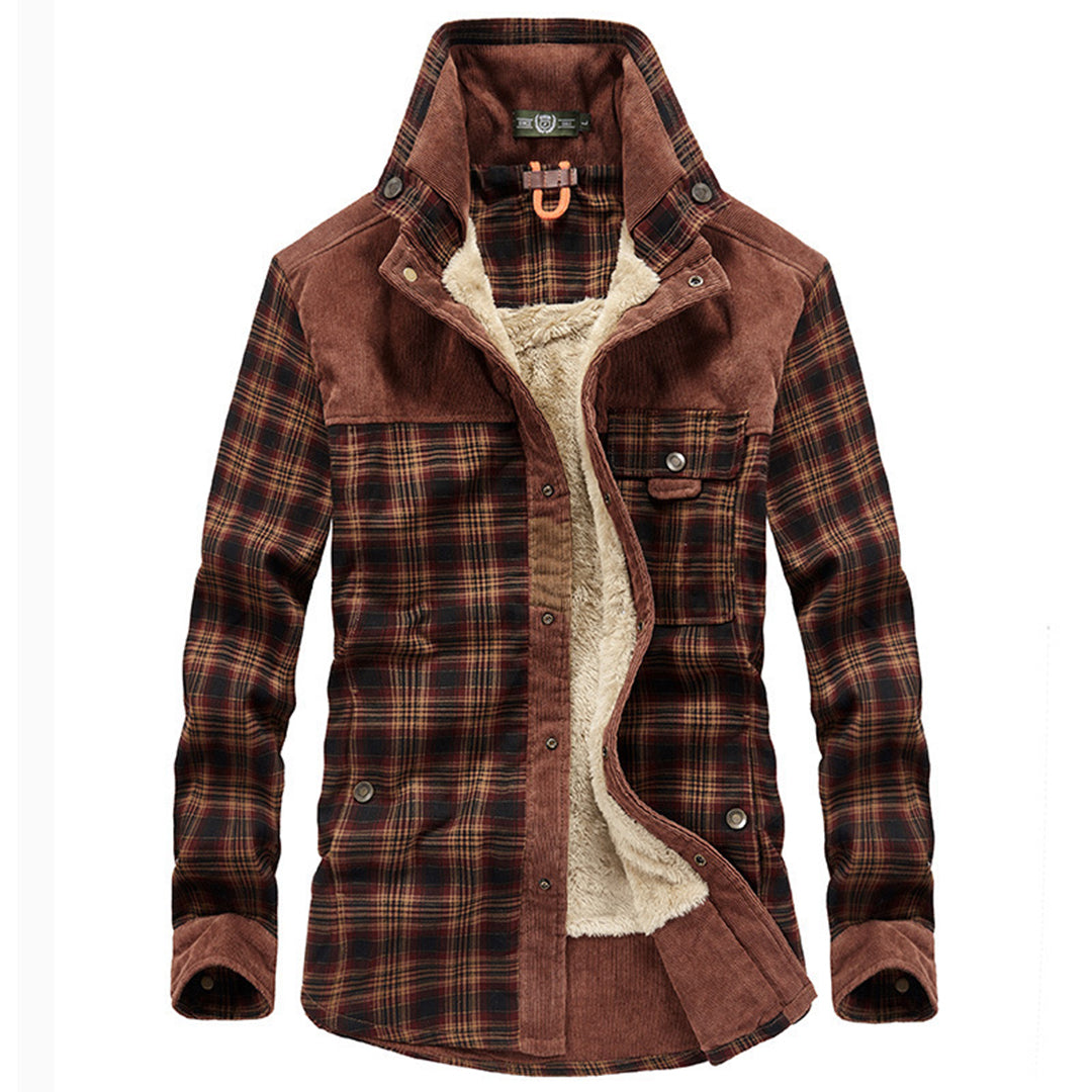 Men's Winter Jacket Plaid Fleece Coat Lumberjack Style
