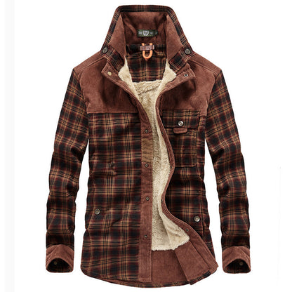 Men's Winter Jacket Plaid Fleece Coat Lumberjack Style