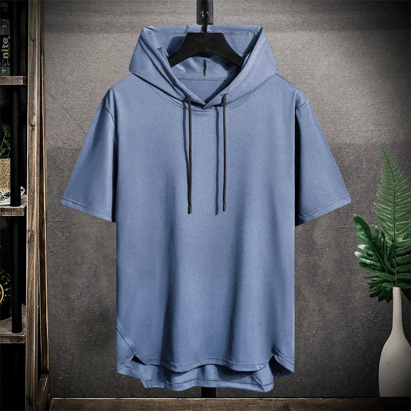 Men's Oversized Short Sleeve Hoodie Sweater