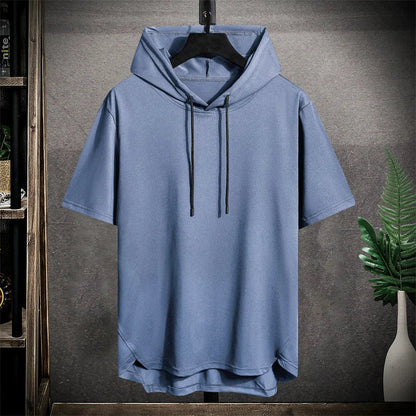 Men's Oversized Short Sleeve Hoodie Sweater