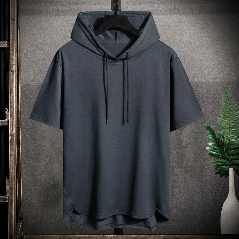 Men's Oversized Short Sleeve Hoodie Sweater